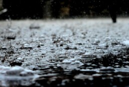 rain drops hitting water on the ground